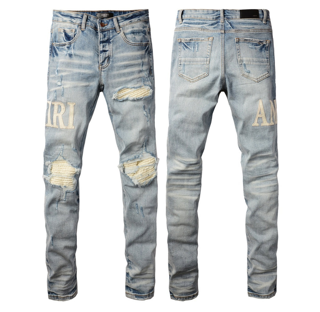 Men’s Mike AMIRI Distressed Light Blue Jeans