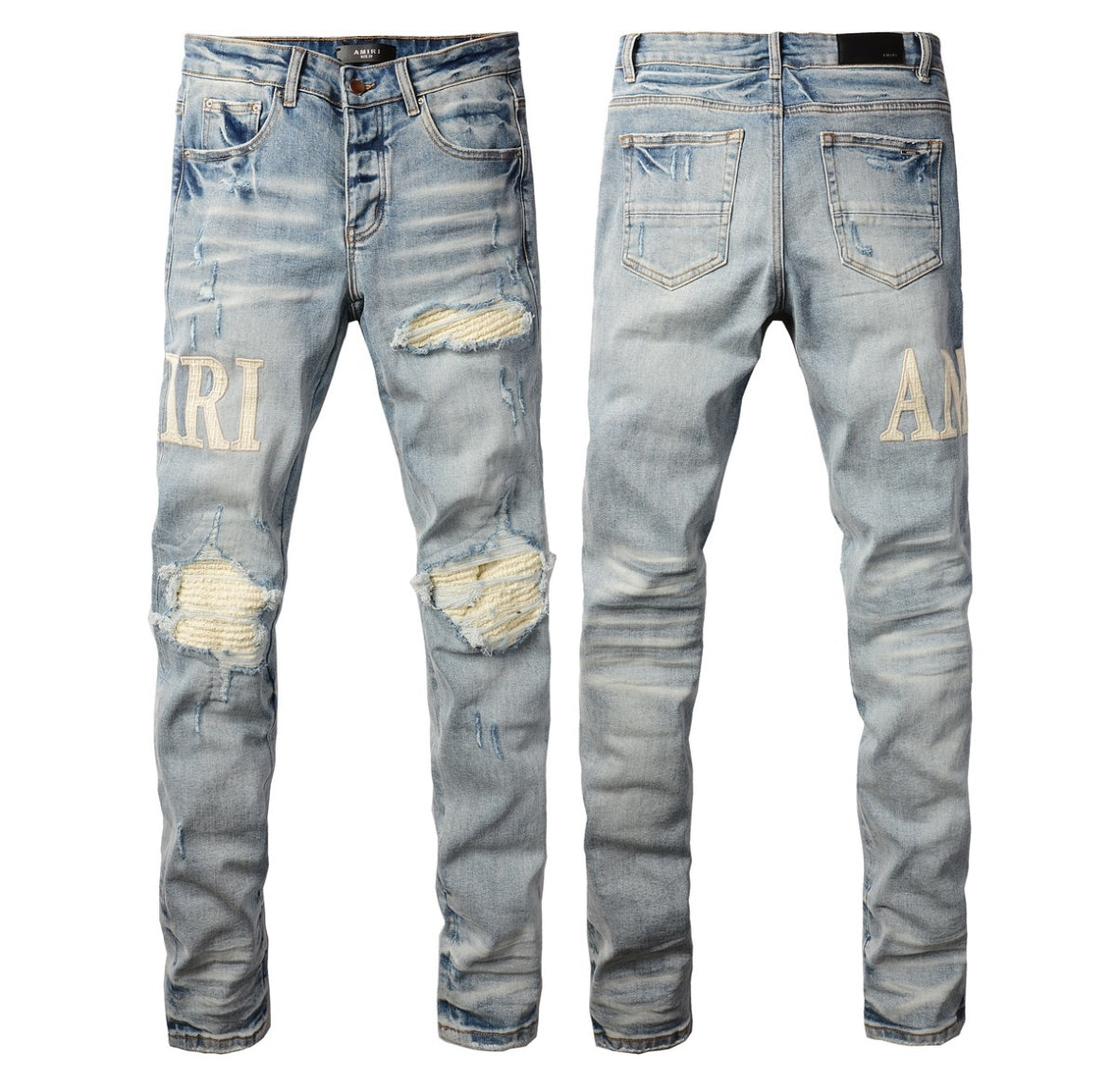 Men’s Mike AMIRI Distressed Light Blue Jeans
