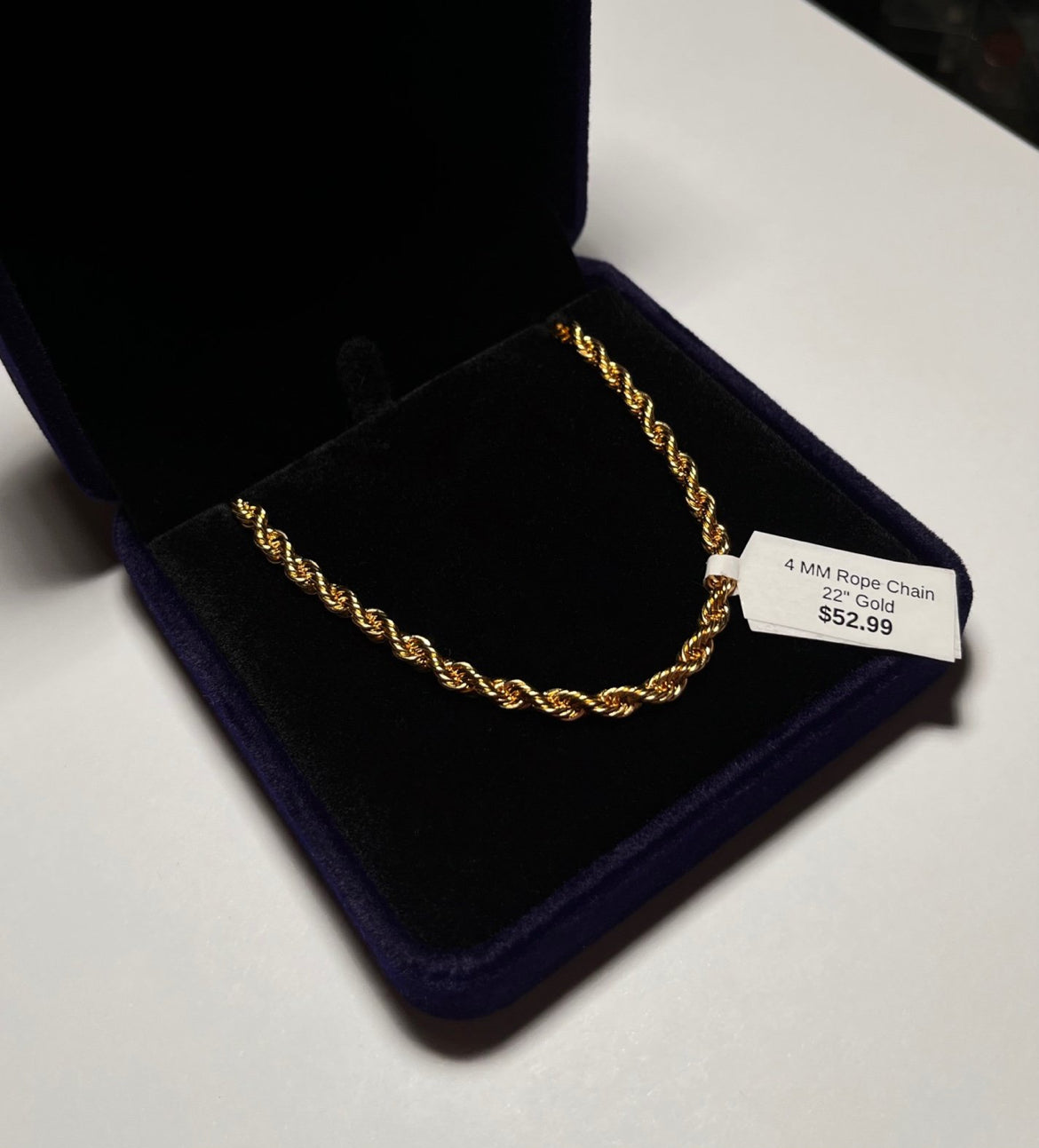 14K Gold Plated 4mm Rope Chain Necklace for Men & Women – 22 Inch Durable Unisex Jewelry