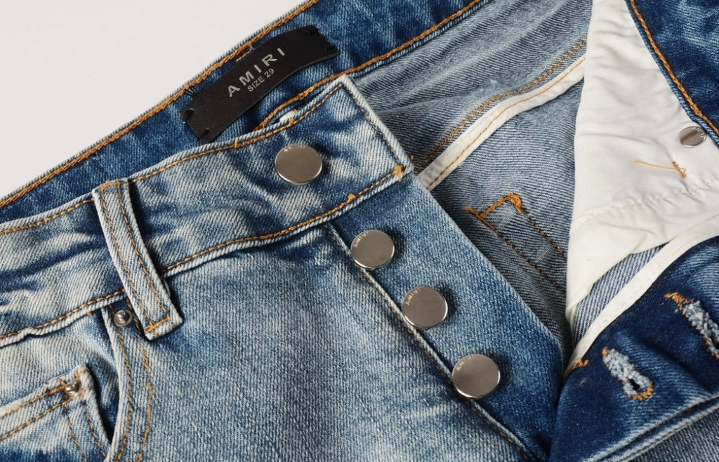 Men’s Mike AMIRI Distressed Light Blue Jeans