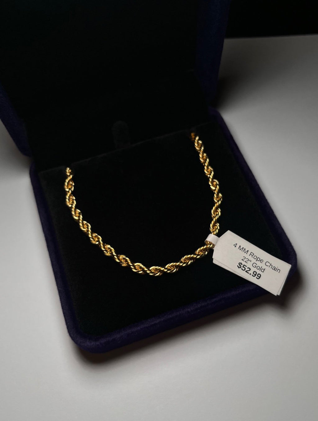 14K Gold Plated 4mm Rope Chain Necklace for Men & Women – 22 Inch Durable Unisex Jewelry