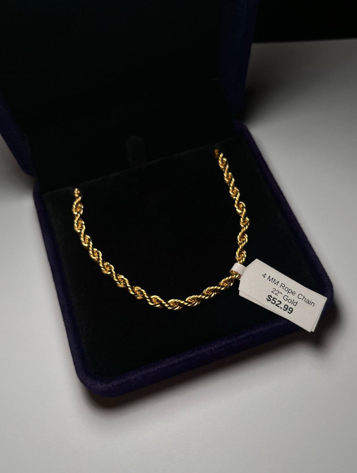 14K Gold Plated 4mm Rope Chain Necklace for Men & Women – 22 Inch Durable Unisex Jewelry