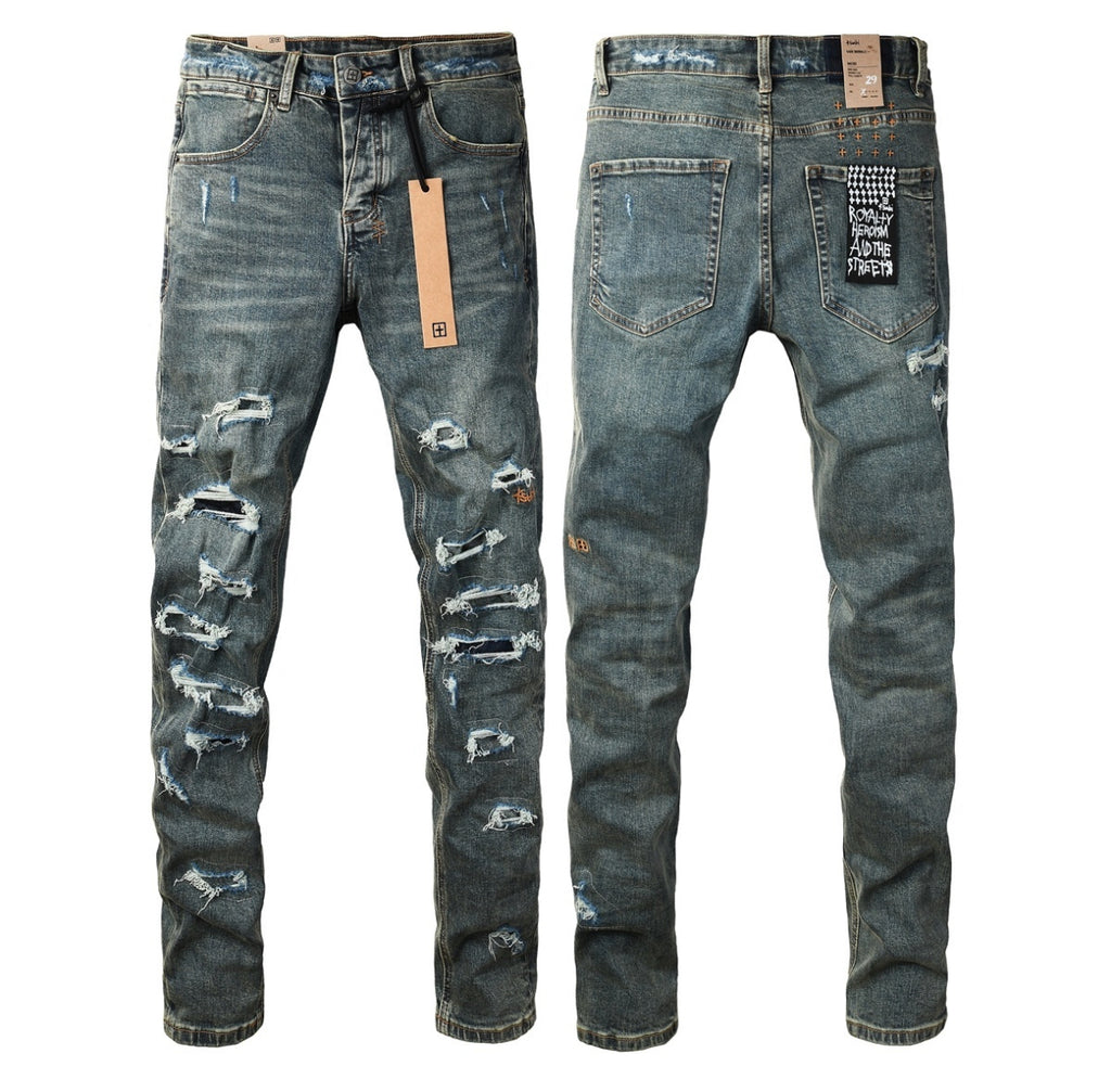 Men’s KSUBI Dark-Blue Distressed Jeans