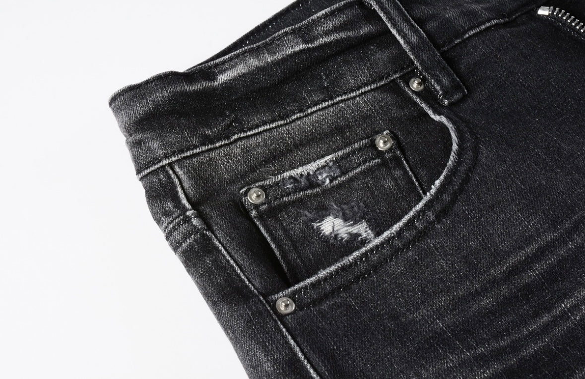 Men’s Mike AMIRI Storm-grey Staggered Logo Jeans