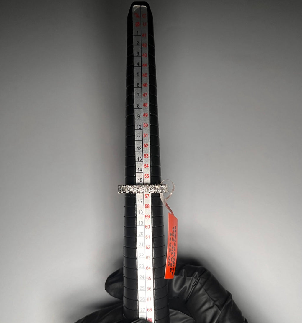 Men’s Women’s 925 Sterling Silver Moissanite Eternity Band Unisex Engagement Stacking Ring – 2CT & 3CT VVS D Color