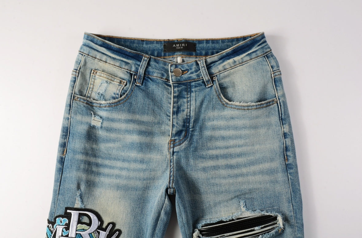 Men’s Mike AMIRI Lunar New Year Dragon Embroidered Logo Jeans