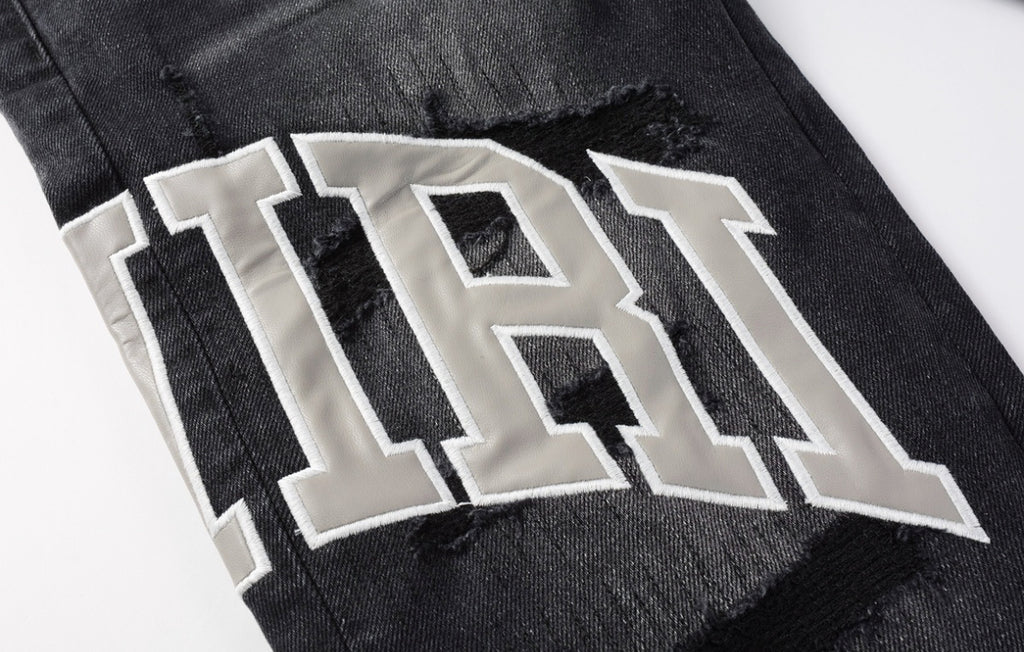 Men’s Mike AMIRI Varsity Logo Repair Jeans 'Vintage Black'