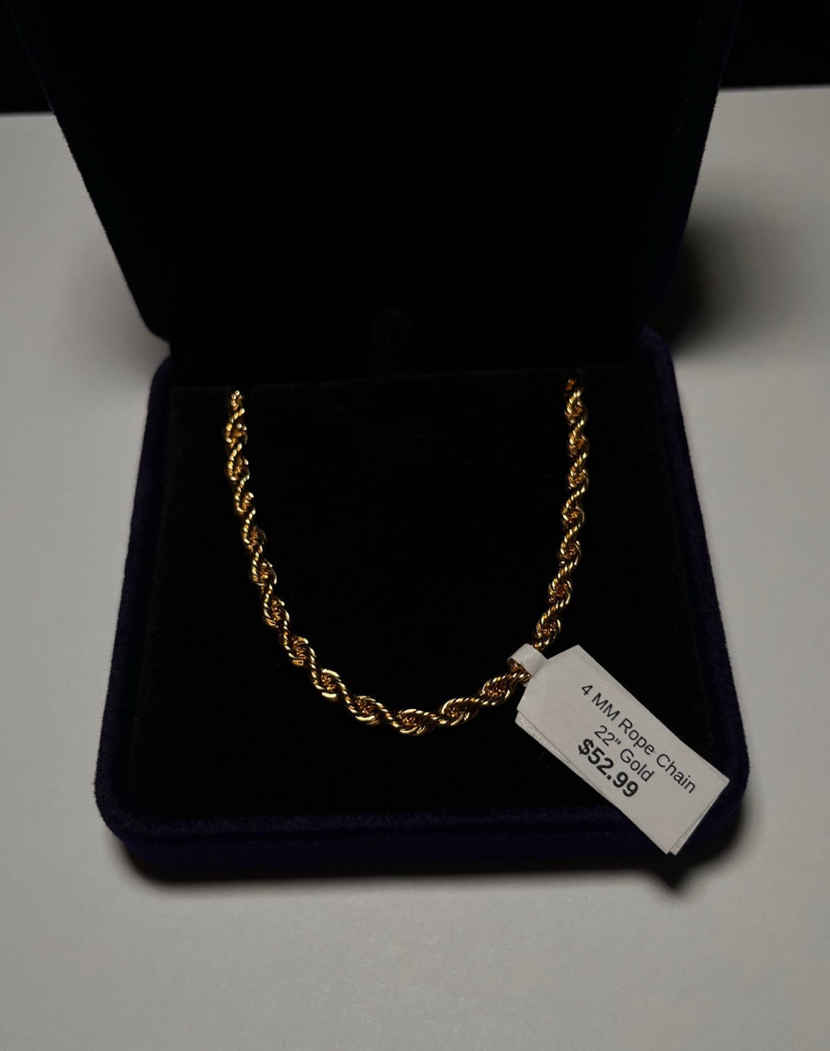 14K Gold Plated 4mm Rope Chain Necklace for Men & Women – 22 Inch Durable Unisex Jewelry