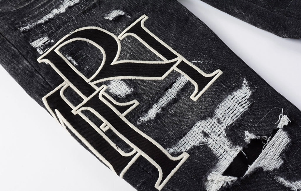 Men’s Mike AMIRI Storm-grey Staggered Logo Jeans