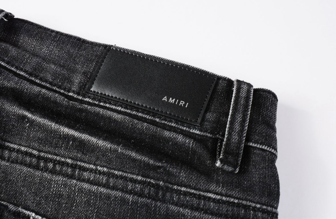 Men’s Mike AMIRI Storm-grey Staggered Logo Jeans