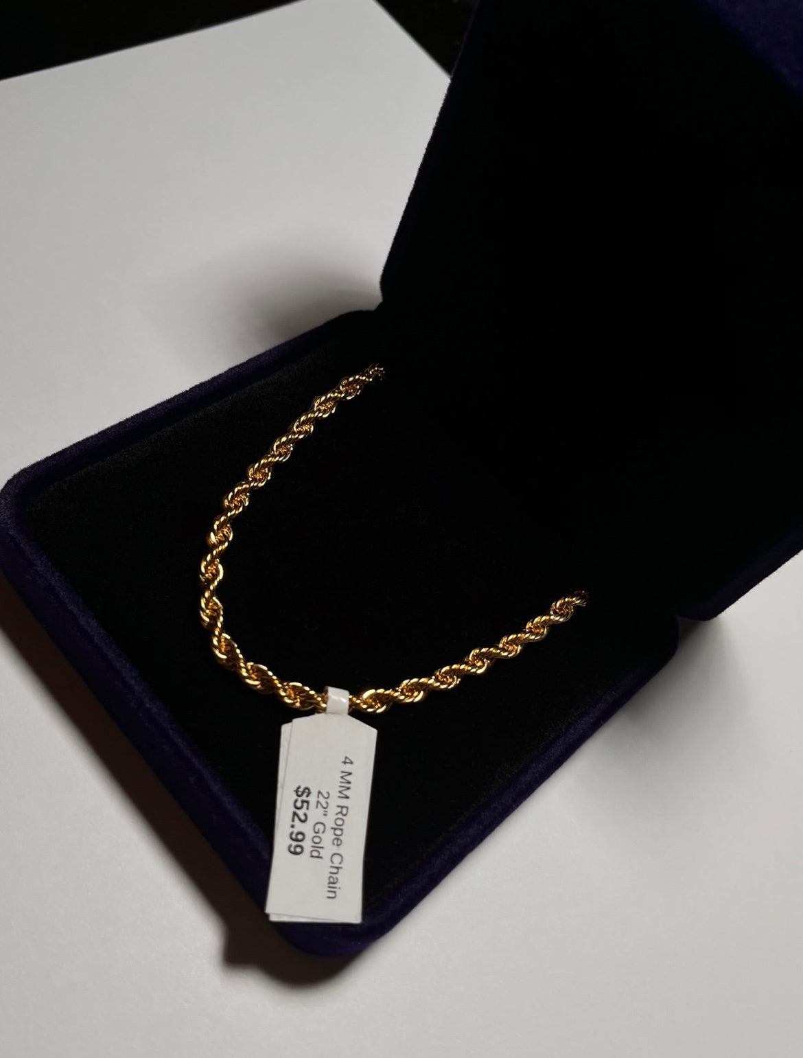 14K Gold Plated 4mm Rope Chain Necklace for Men & Women – 22 Inch Durable Unisex Jewelry