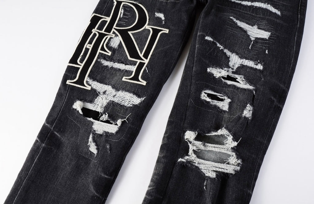 Men’s Mike AMIRI Storm-grey Staggered Logo Jeans