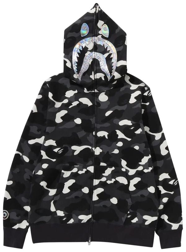 Men’s BAPE City Camo Shark Full Zip Hoodie 'Black'