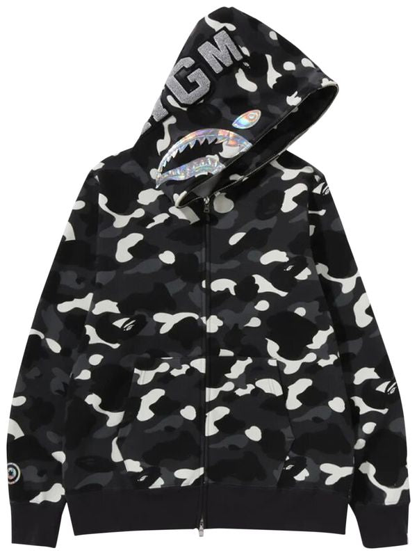 Men’s BAPE City Camo Shark Full Zip Hoodie 'Black'
